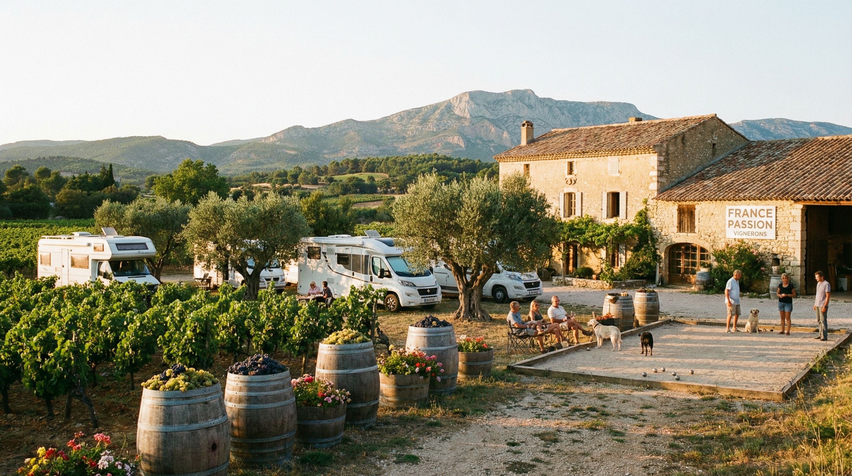 France Passion vineyard aire with campervans
